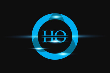 HO Blue logo Design. Vector logo design for business. - obrazy, fototapety, plakaty