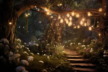 Enchanted Forest: Create a magical forest setting with flowers.