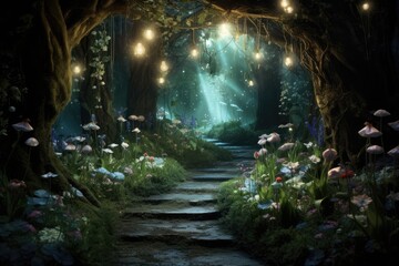 Enchanted Forest: Create a magical forest setting with flowers.