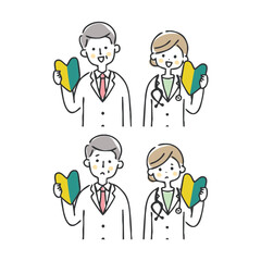 初心者マークを持っている医療従事者