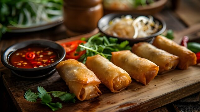 A plate of Spring Rolls