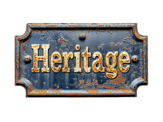 Rusty Metal Sign Heritage Isolated on Transparent or White Background, PNG