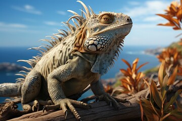 An iguana on hot rocks