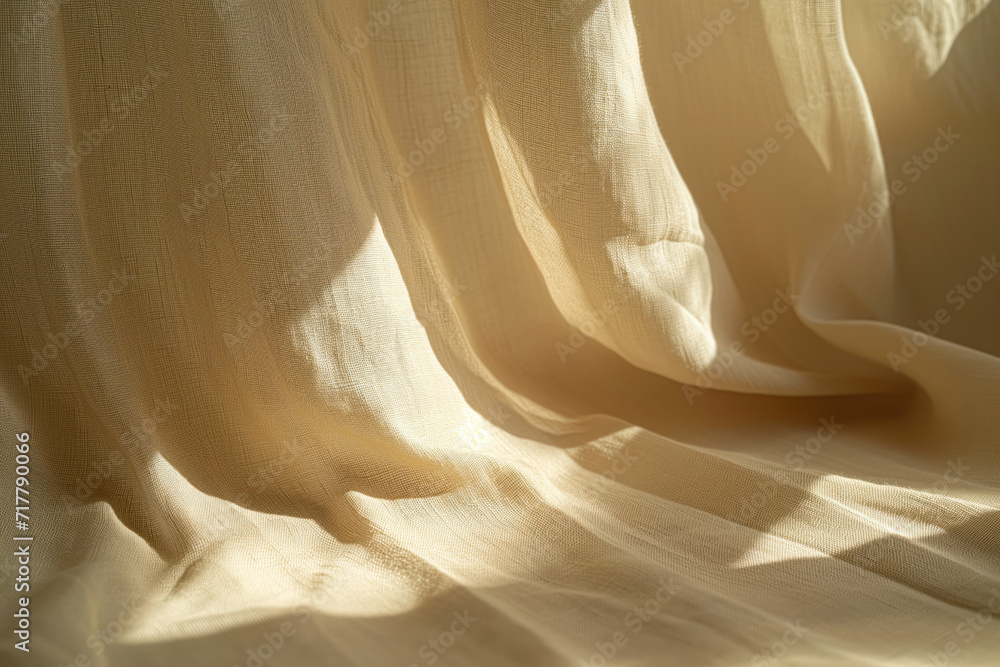 Poster soft shadows on o a cotton fabric. background image. created with generative ai technology