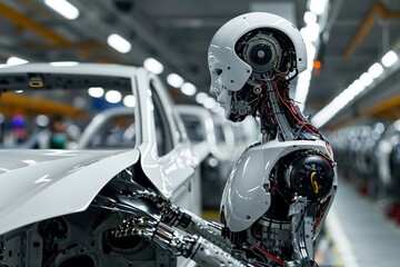 Fototapeta premium Industrial Robot Assembling Car