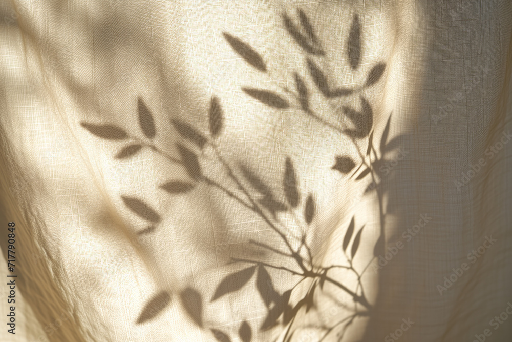Poster soft shadows on o a cotton fabric. background image. created with generative ai technology