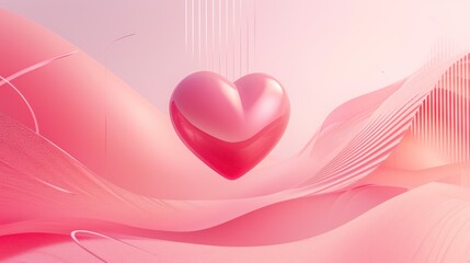 Heart on pink abstract background. Generative AI