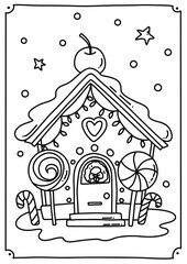 cute vector outline Christmas illustration