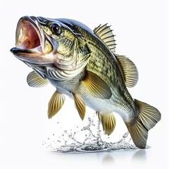 Portrait. of a largemouth bass fish isolated on a white background, Generative AI