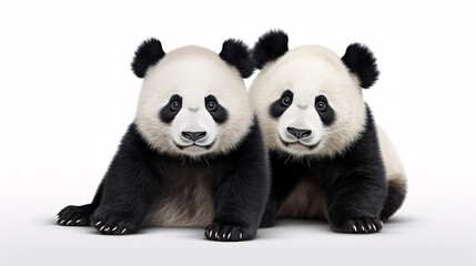 3D rendering of a pair of giant panda isolated on white background