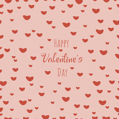 Happy Valentine's Day illustration. Seamless pattern with red hearts on pink background.