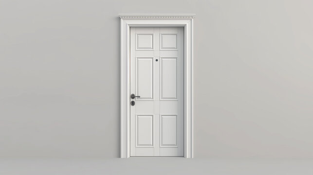 A white door on white floor and white walls.