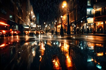 Fototapeta na wymiar night view of the city street