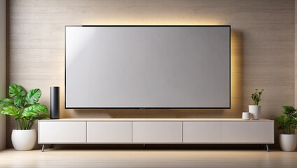 Blank screen TV on the wall, LED TV