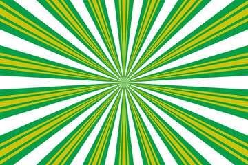 Green And Yellow Sunburst Pattern Background. Rays. Radial. Summer Banner. Vector Illustration