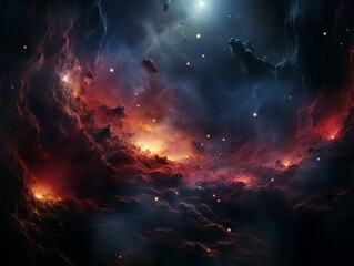 Nebula in deep space with stars. Abstract cosmos background Generative AI