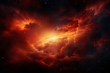 Fototapeta premium Setting sun in the clouds, space, abstract background Generation AI