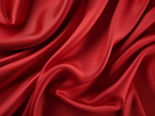 Fototapeta premium Abstract red background. Red fabric texture background. Red silk satin. Curtain. Luxury background for design. Shiny fabric. Generative AI