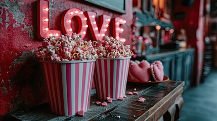 Box of popcorn to celebrate Valentine's Day