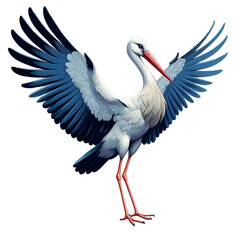 white stork in flight isolated on transparent or white background, PNG - obrazy, fototapety, plakaty