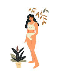 Beautiful woman in lingerie, vector illustration in cartoon style