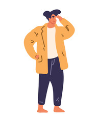 Young man, vector illustration in cartoon style