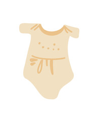 Beige bodysuit for children, vector illustration in cartoon style