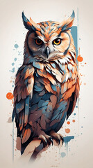Owl bird watercolor isolated on white background. vector illustration