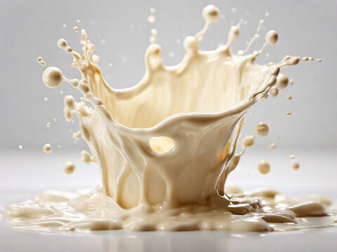 splash of milk cream healthy milk on the white isolated background 