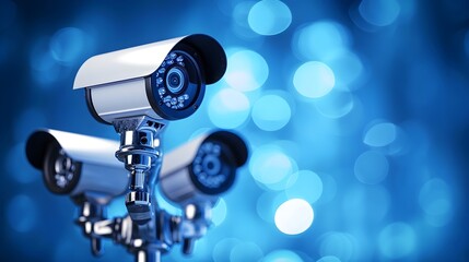 Security CCTV cameras in office buildings and outdoor CCTV cameras symbolizes surveillance.