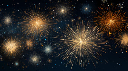 Beautiful creative holiday background. Fireworks and sparkles