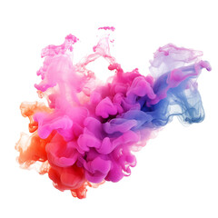 Colorful ink in water isolated on transparent background. Abstract background.