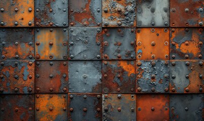 Industrial colored background with metal textures.