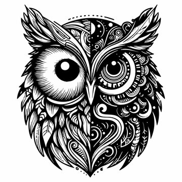 baby cyborg owl head logo vector illustration