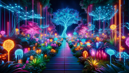 Neon Botanical Dreamscape
