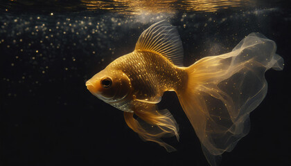 Złota rybka dekoracja ścienna generative ai - obrazy, fototapety, plakaty