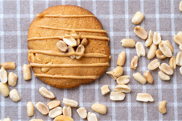 Peanut cookie on fabric background