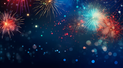 Naklejka premium Beautiful creative holiday background. Fireworks and sparkles