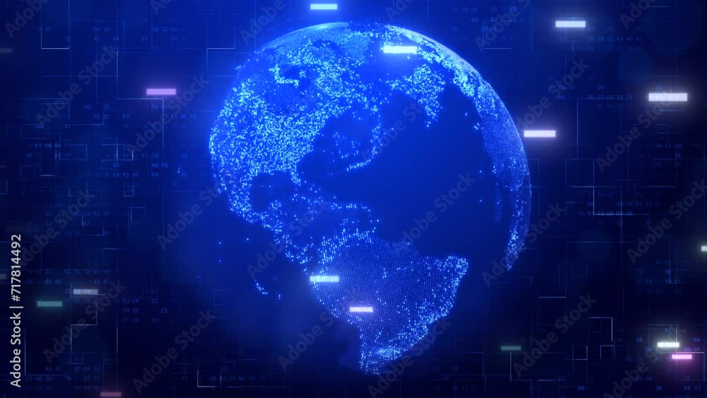Aufkleber 3d rotating globe: futuristic animation of global connectivity and digital technology