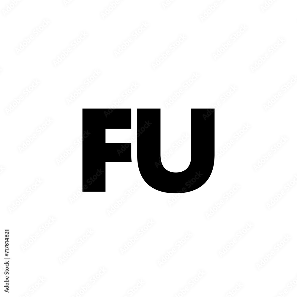 Poster letter f and u, fu logo design template. minimal monogram initial based logotype.