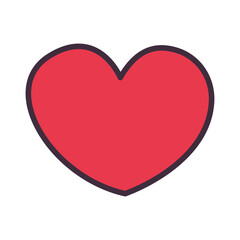 Valentines day traditional decoration. Illustrations in cartoon style. Red drawn heart