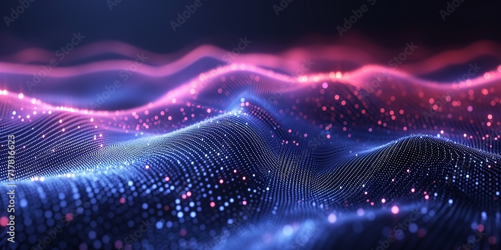 Poster Digital wave , Abstract dynamic wave background