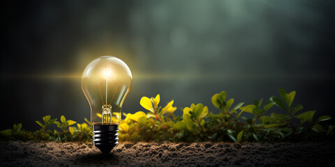 bulb in the grass,Light Bulb of Sustainability Amidst Nature