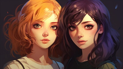 Naklejka premium two women