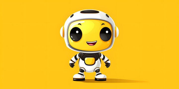 robot ai chatbot character vector on isolated yellow background 
