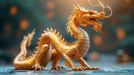Golden Dragon Sculpture: A Symbol of Power and Wealth Generative AI - obrazy, fototapety, plakaty