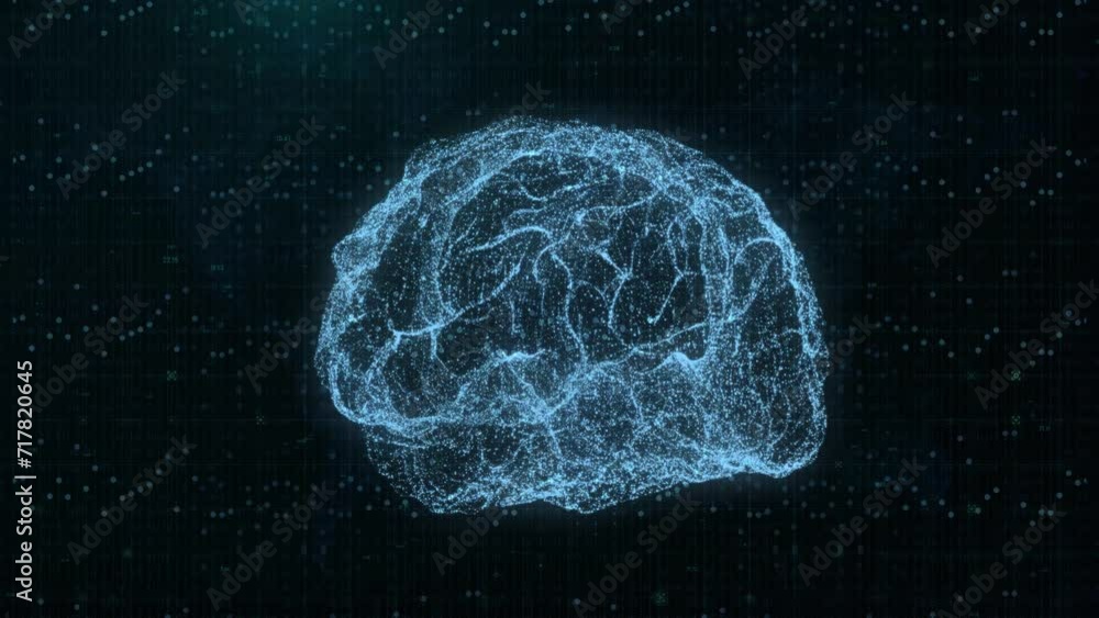 Poster 3d technological interface: glowing dashboard with artificial intelligence, human brain mri scan, an