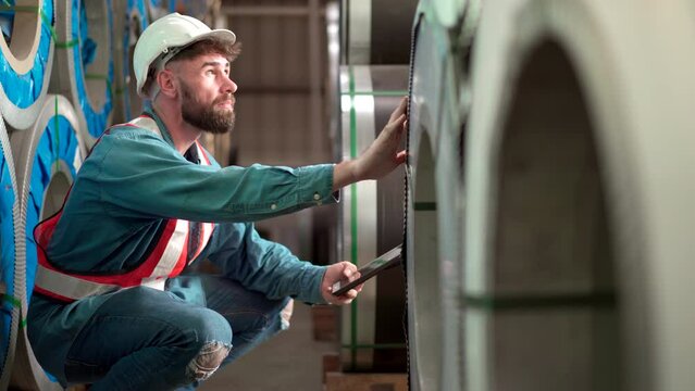 engineer is meticulously checking heavy-duty machinery inside a bustling industrial factory for optimal performance. 