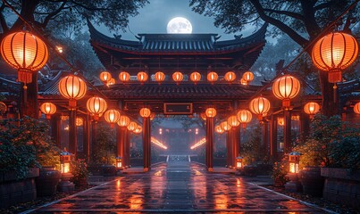 Chinese New Year Celebration: A Luminous Nighttime Event Generative AI