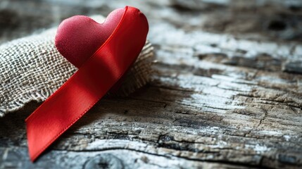 Red ribbon and heart